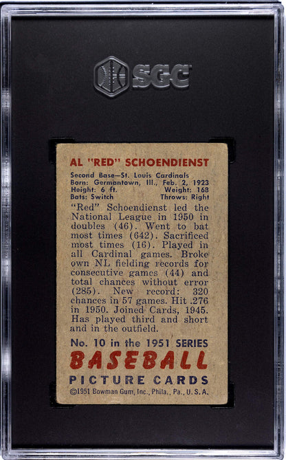 Red Schoendienst 1951 Bowman Card #10 Sgc 3