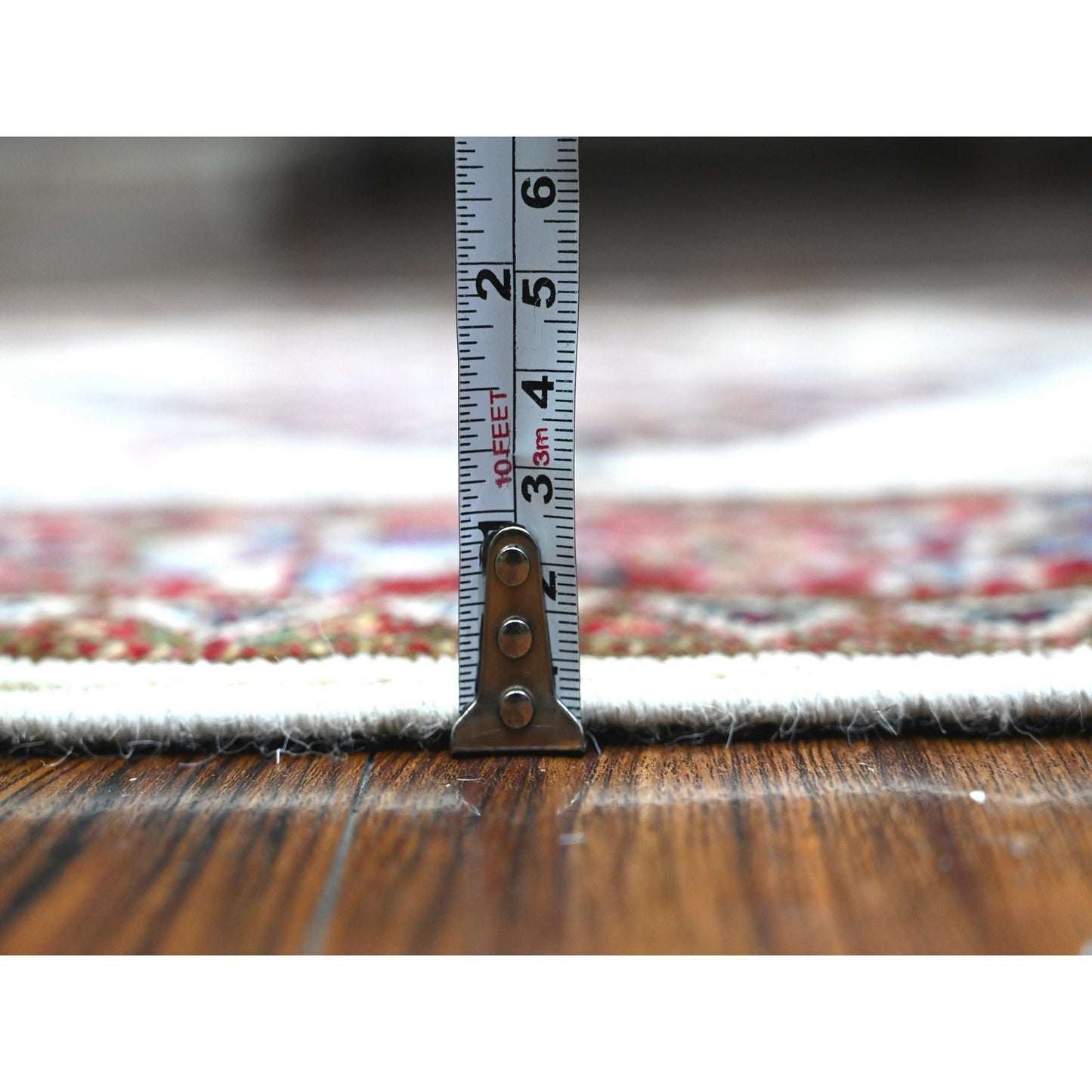 2'7"X10'7" Egg White Hand Knotted Super Kazak Large Motifs Runner Rug