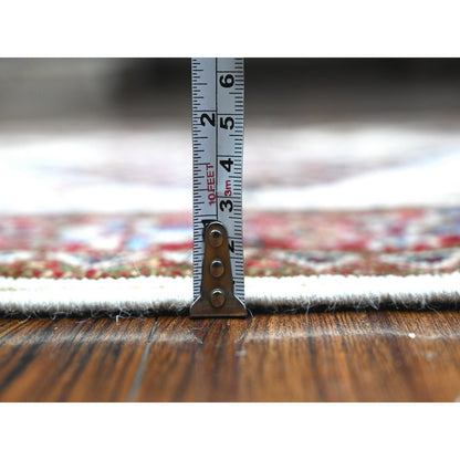 2'7"X10'7" Egg White Hand Knotted Super Kazak Large Motifs Runner Rug