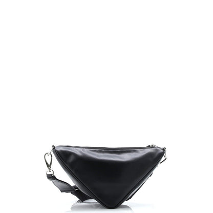 Prada Triangle Logo Zip Crossbody Bag Soft Leather Small