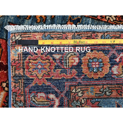 2'9"X12'10" Blue Heris All Over Design Soft Wool Hand Knotted Runner Rug