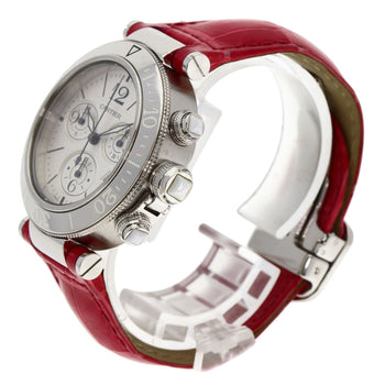 Boys CARTIER Pasha Seatimer Chronograph Watches W3140005 Stainless Steel/ Leather