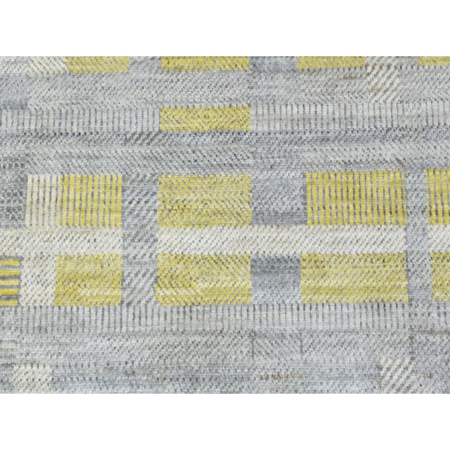 7'9"X10'2" Light Gray Modern Design Soft Organic Wool Hand Knotted Rug