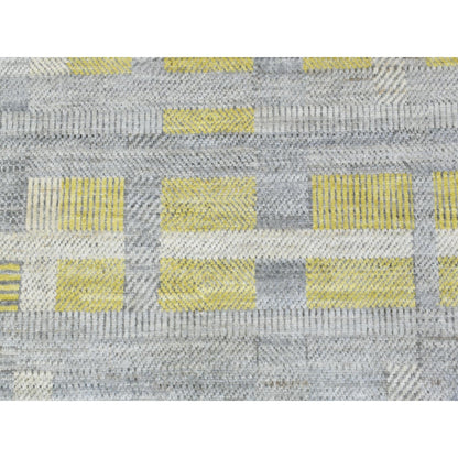 7'9"X10'2" Light Gray Modern Design Soft Organic Wool Hand Knotted Rug