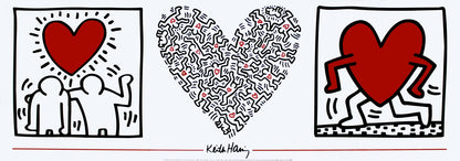 Keith Haring Poster - Untitled (1987), 13" x 37.5", Red & White, 1989 Pop Art