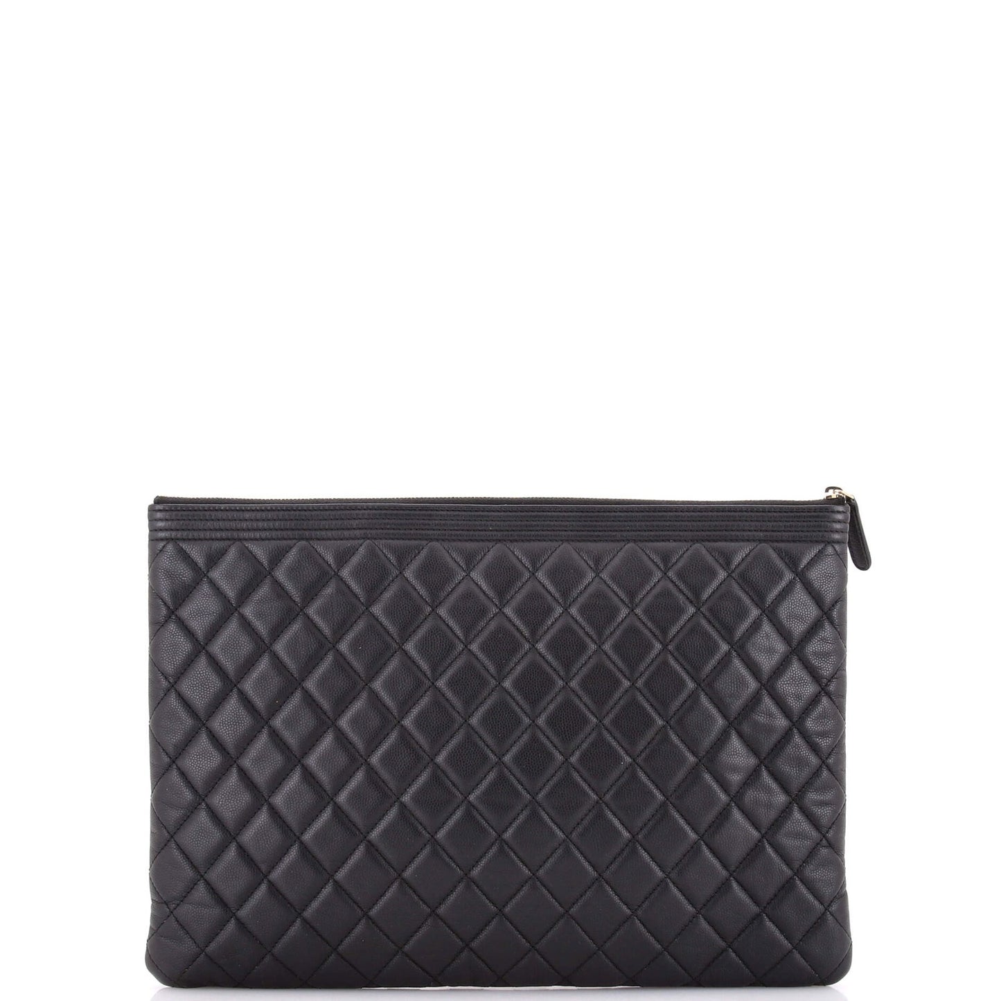 Chanel Boy O Case Clutch Quilted Caviar Large