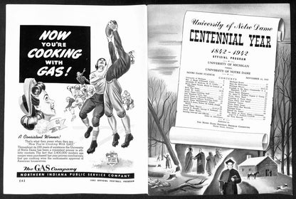 1942 Michigan  Vs Notre Dame Vintage College Football Game Program 195831