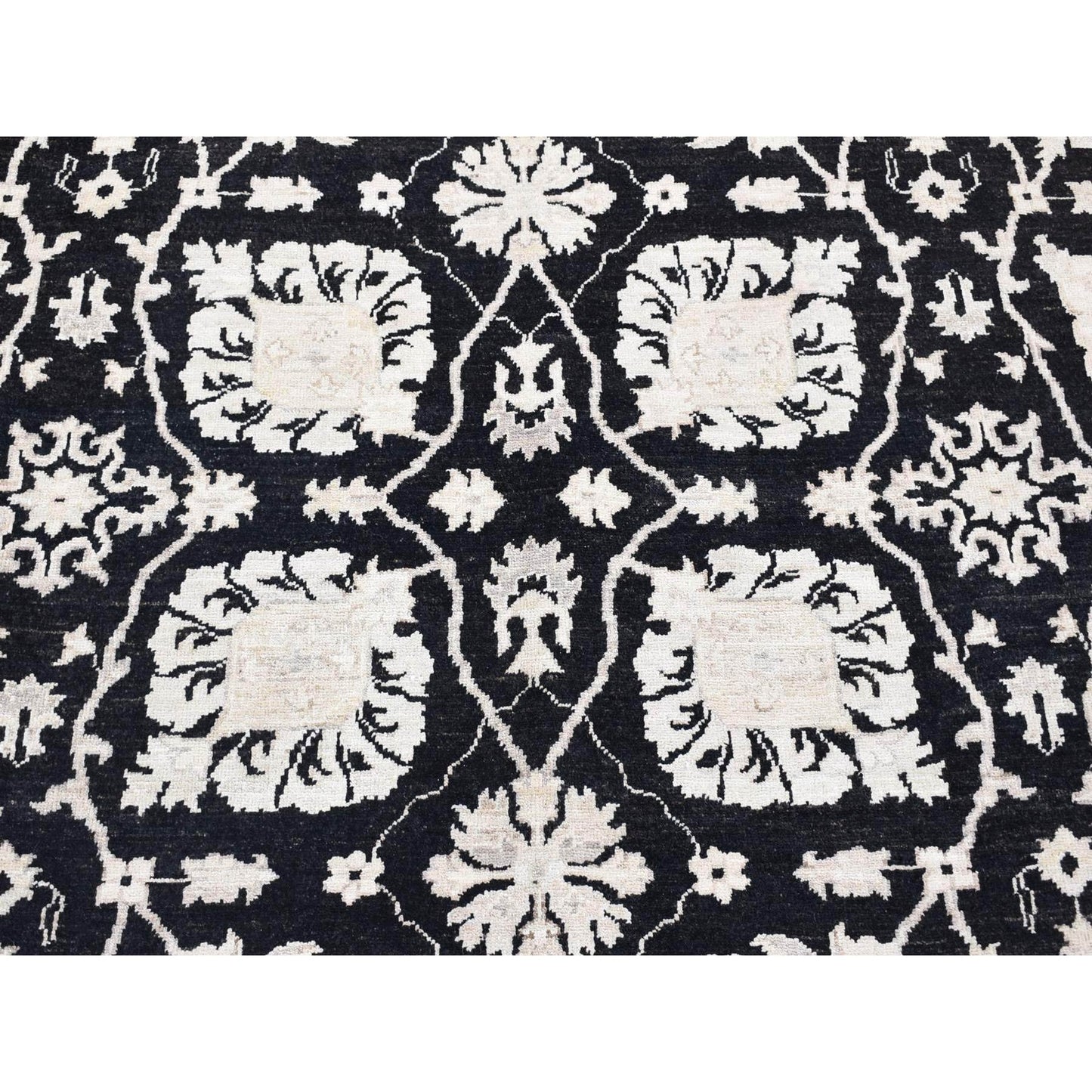 8'10"X12' Black Pure Wool Hand Knotted Afghan Peshawar Rug
