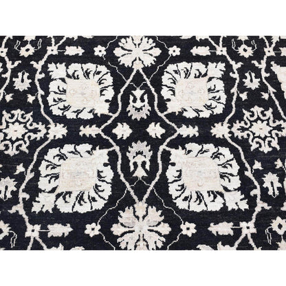 8'10"X12' Black Pure Wool Hand Knotted Afghan Peshawar Rug