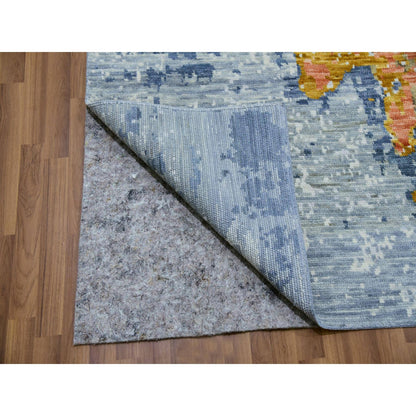 9'10"X13'8" Gray Colorful Modern Abstract 100% Wool Hand Knotted Rug