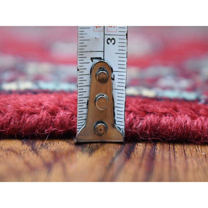 2'6"X3'10" Hand Knotted Rich Red Mori Bokara Silky Wool Oriental Rug