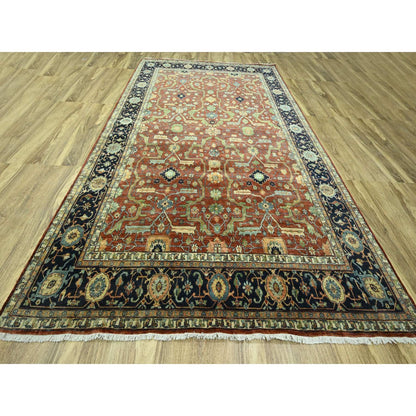 10'X13'10" Rust Red Heris All Over Design Hand Knotted 100% Wool Rug