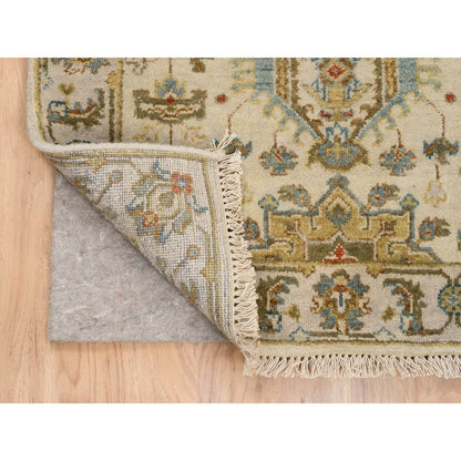 2'7"X9'9" Ivory Karjihooz Design Soft Wool Hand Knotted Runner Rug
