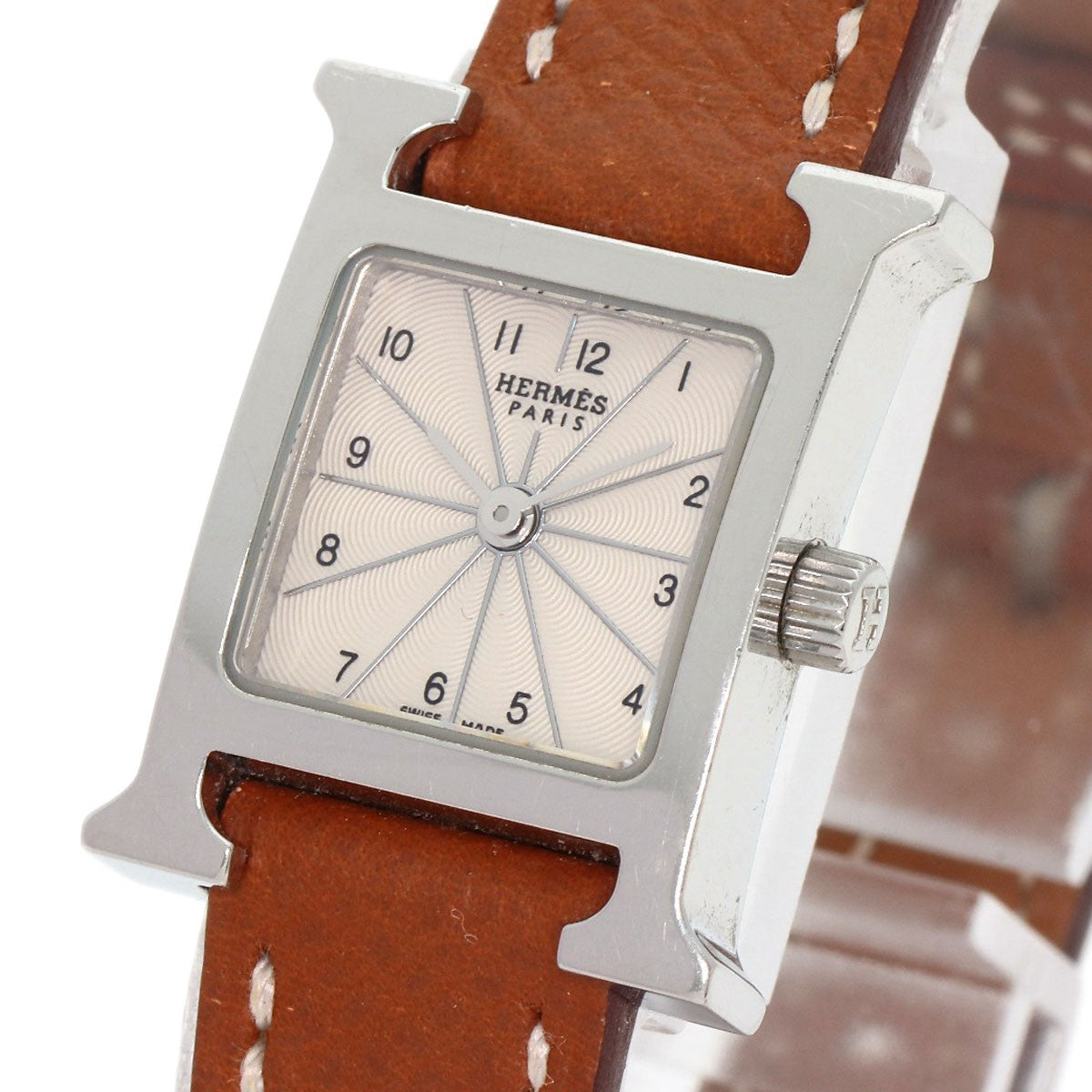Hermes H Watch Mini Watches Hh1.110 Stainless Steel/Leather