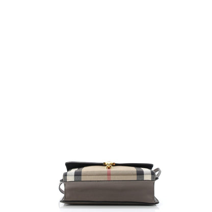 Burberry Macken Crossbody Bag Leather And House Check Canvas Small