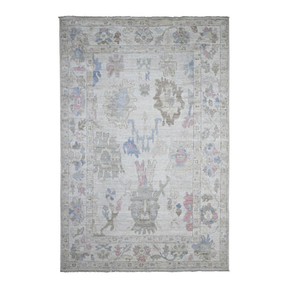 5'9"X8'9" White Afghan Angora Oushak Tribal Floral Design Oriental Rug