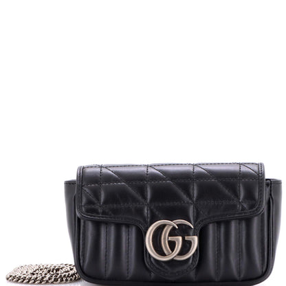 Gucci Gg Marmont Flap Bag Mixed Matelasse Leather Super Mini