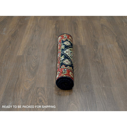 2'1"X3' Black Karjihooz Medallion Design Hand Knotted 100% Wool Mat Rug