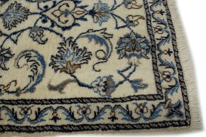 Small Cream Nain Oriental Rug Handmade Plush