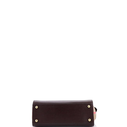Burberry Banwell Tote Leather And House Check Canvas Small