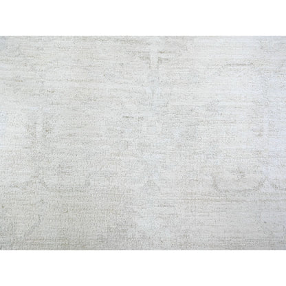 8'9"X11'9" Retro White Washed Out Peshawar Wool Hand Knotted Oriental Rug