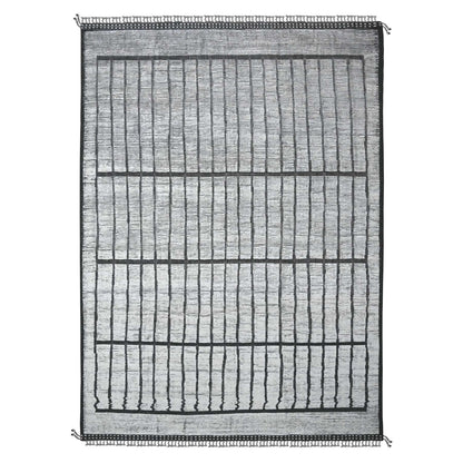 10'X14' Ivory Hand Knotted Moroccan Weave Segment Design Oriental Rug