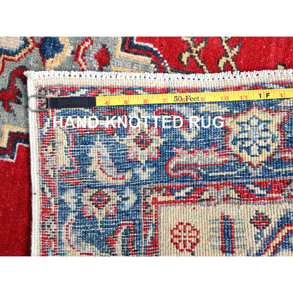 3'10"X5'8" Ivory Hand Knotted Kazak Densely Woven Wool Oriental Rug