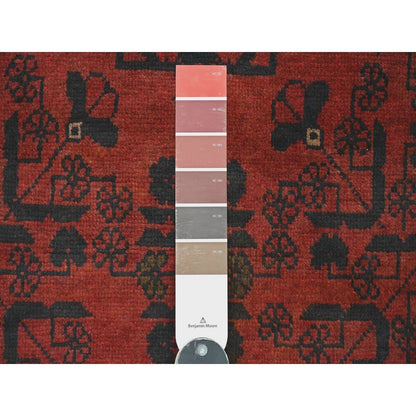 2'8"X9'3" Red Afghan Andkhoy Tribal Design Wool Hand Knotted Runner Rug