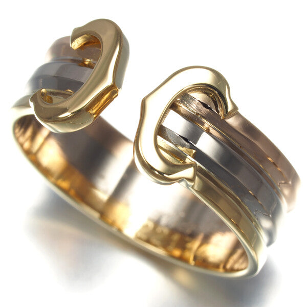 Cartier Ring 2C Double C C2 3Color Sm Eu50 18K 750 Yellow White Rose Gold