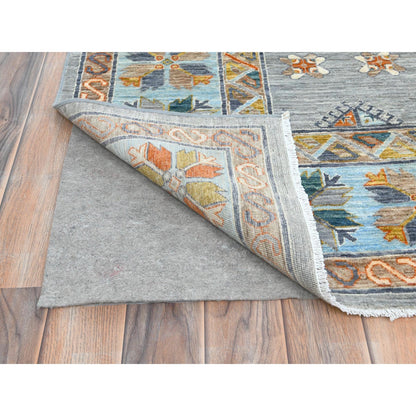 8'3"x9'7" Gray Wool Hand Knotted Armenian Inspired Design 200 KPSI Rug