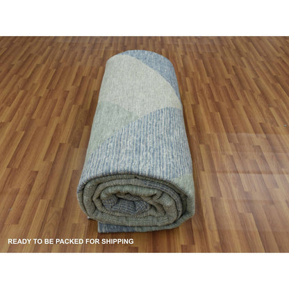 12'2"X18'3" Green Art Deco Collection Wool Hand Knotted Oversized Rug