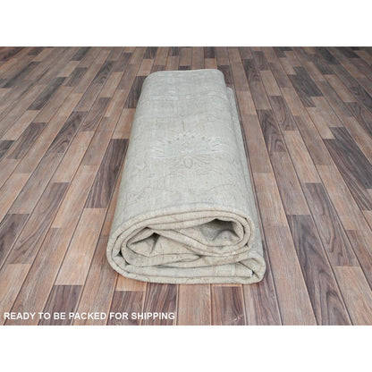 9'10"X13'10" Snow Cap White Hand Knotted Wool Peshawar Oriental Rug