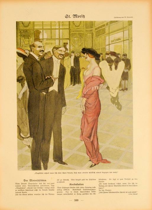 Simplicissimus 1913 By Marcello Dudovich St Moritz On Linen Original