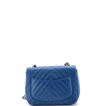 Chanel Square Classic Single Flap Bag Chevron Lambskin Mini