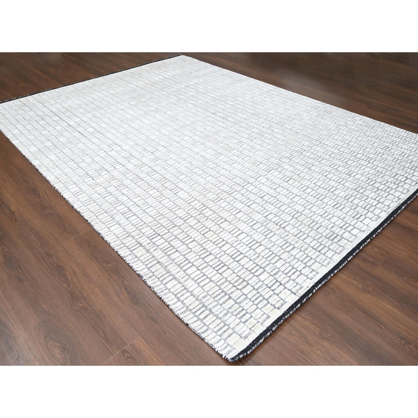 9'X12'1" Ivory Modern Roman Design Hand Loomed Oriental Rug