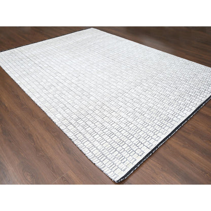 9'X12'1" Ivory Modern Roman Design Hand Loomed Oriental Rug