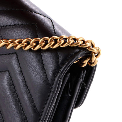 Gucci Gg Marmont Chain Wallet Matelasse Leather Mini