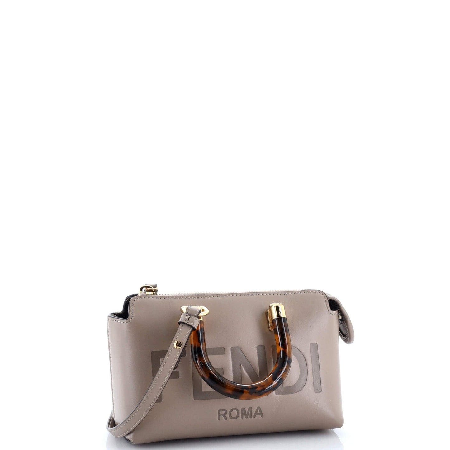 Fendi Logo By The Way Top Handle Bag Embossed Leather Mini