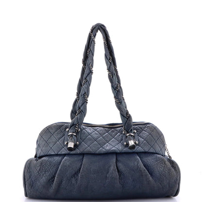 Chanel Lady Braid Zip Shoulder Bag Quilted Distressed Lambskin Large