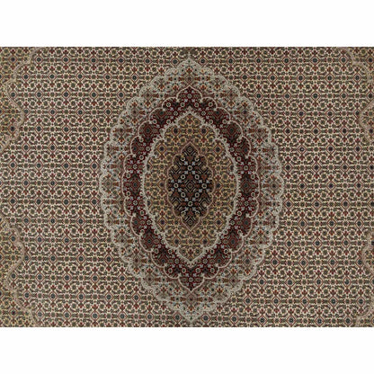 8'X10' Photon White Super Mahi Hand Knotted Wool And Silk 250 Kpsi Rug