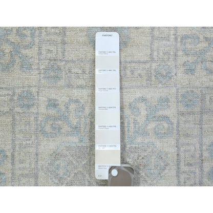 4'X11'8" Ivory White Wash Peshawar Wool Hand Knotted Wide Runner Rug