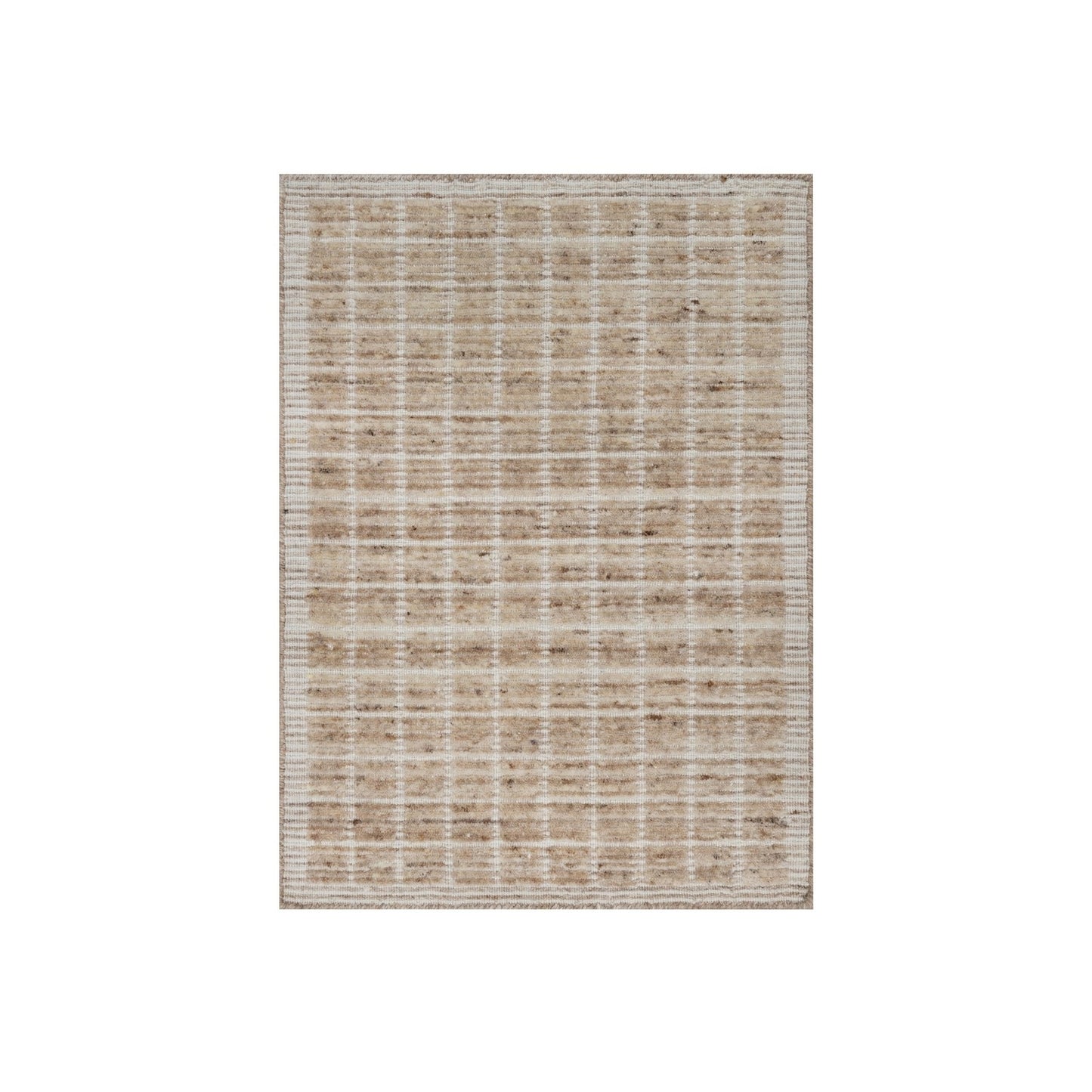 2'2"X3'1" Brown Modern Plain Decor Box Design Wool Loomed Knotted Mat Rug