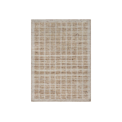 2'2"X3'1" Brown Modern Plain Decor Box Design Wool Loomed Knotted Mat Rug
