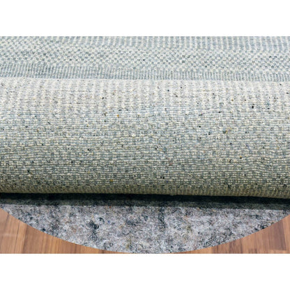 13'X13' Repose Gray Shiny Undyed Wool Hand Knotted Modern Grass Round Rug