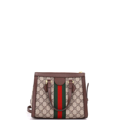 Gucci Ophidia Top Handle Tote Gg Coated Canvas With Leather Small