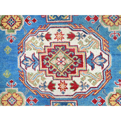8'X10'1" Blue Soft Wool Kazak All Over Design Hand Knotted Oriental Rug
