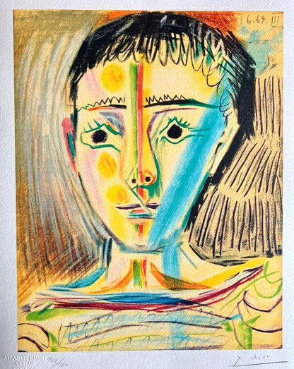 Pablo Picasso Lithograph 'Boy' Coa Signed Pen Numbered A Hand