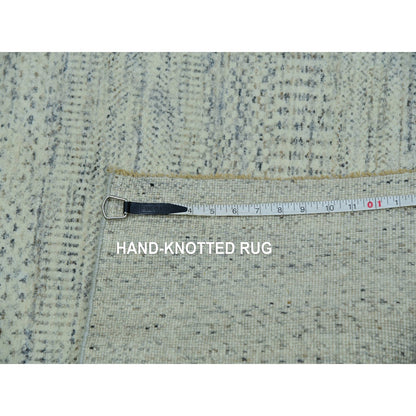 5'4"X7'1" Egret White Hand Knotted Modern Grass Design Wool Oriental Rug