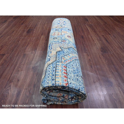 8'X9'8" Blue 14Th Century Mamluk Dynasty Pattern Hand Knotted Wool Rug