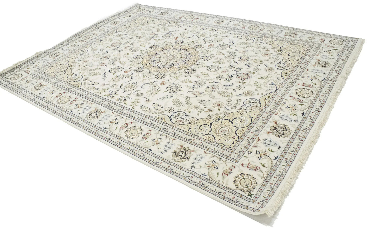 Floral Medallion Classic Indo-Nain Handmade Oriental Rug 8X10 ft